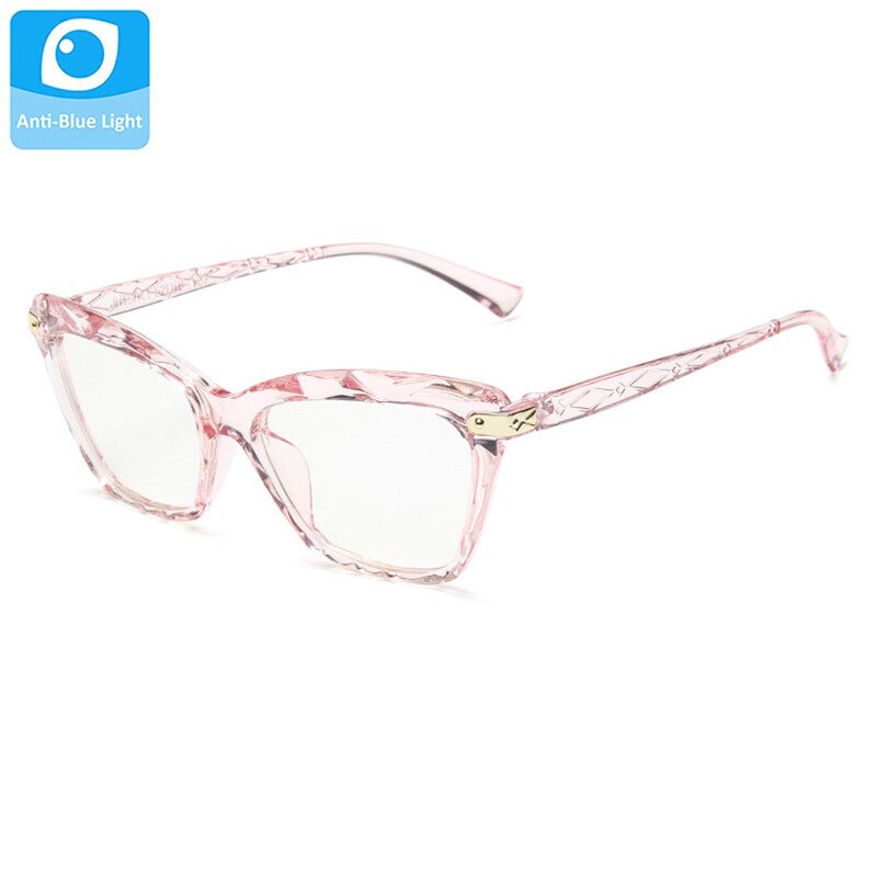 Anti-blauw licht bril dames cat eye bril montuur dames cat eye bril montuur heldere lens bril oculair zonnebril: Roze