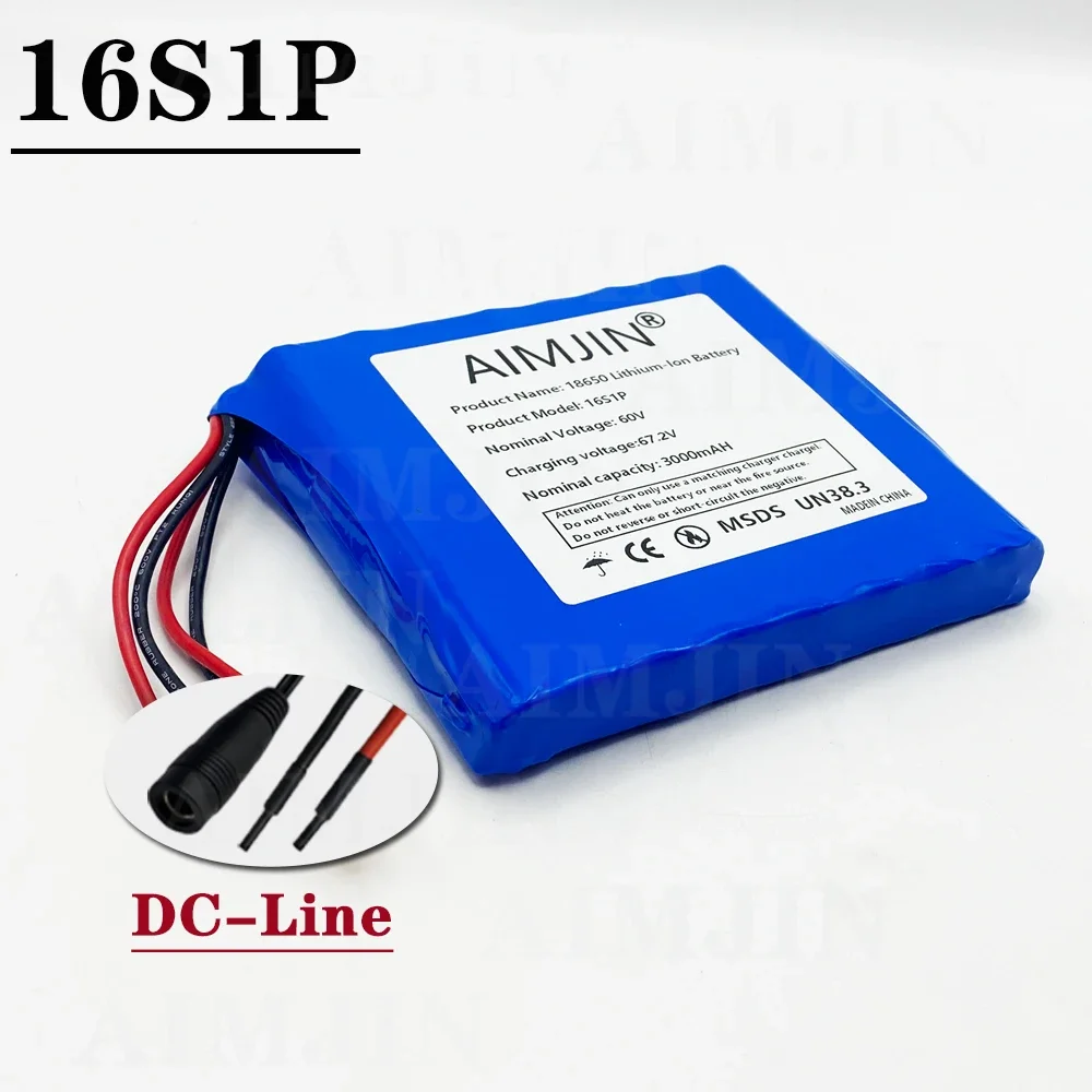 2024 Bestselling 16s1p 60v Xt60 132wh Lithium Ion Rechargeable Battery 3000mah Used for Electric Unicycle Electric Scooter: Rosa