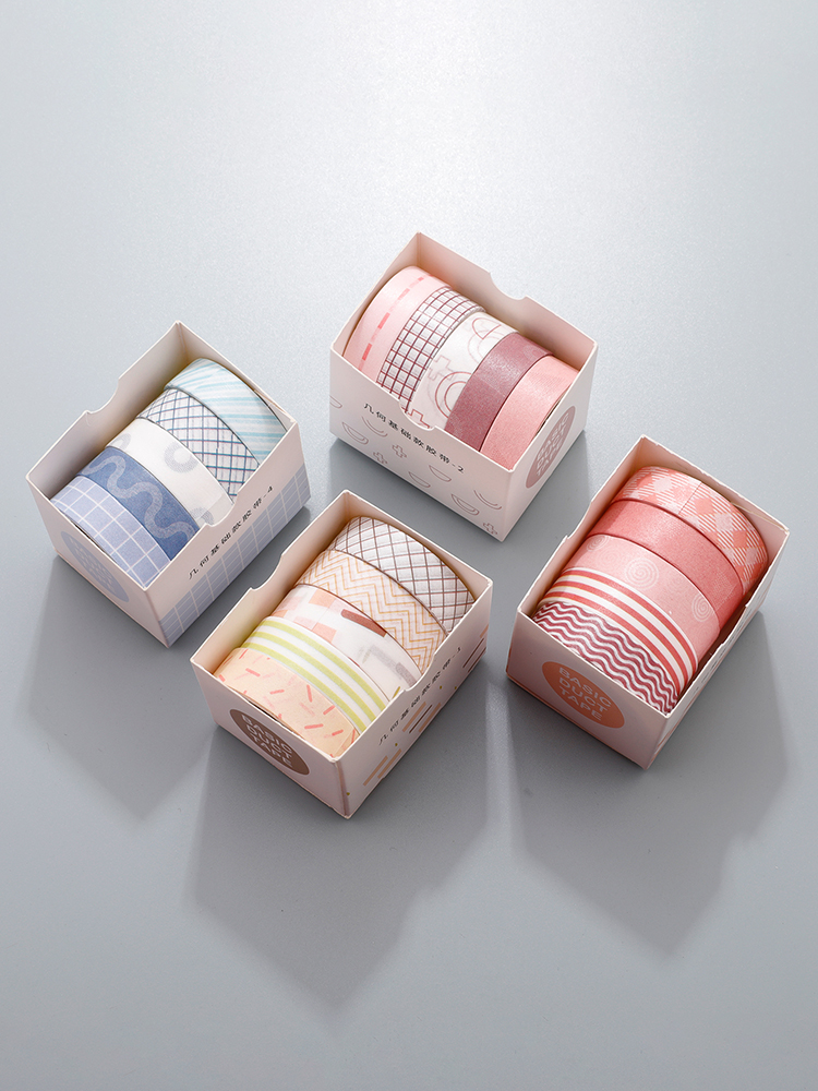 Juego de cintas Washi de 5 uds., cinta adhesiva básica, diario, papelería japonesa, Washitape para álbum de recortes diario, cinta adhesiva decorativa
