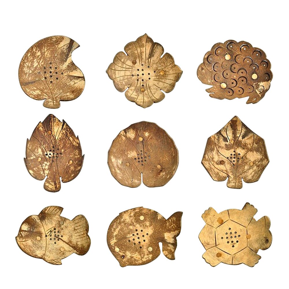 1PC Handmade Natural Coconut shell Bathroom Soap Dish Box Container