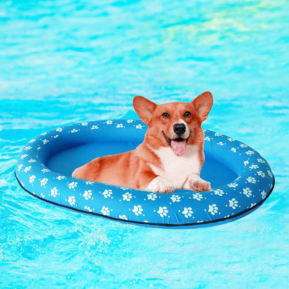 Voetafdruk Opblaasbare Zwembad Huisdier Honden Drijvende Vlot Bed Water Spelen Kussen