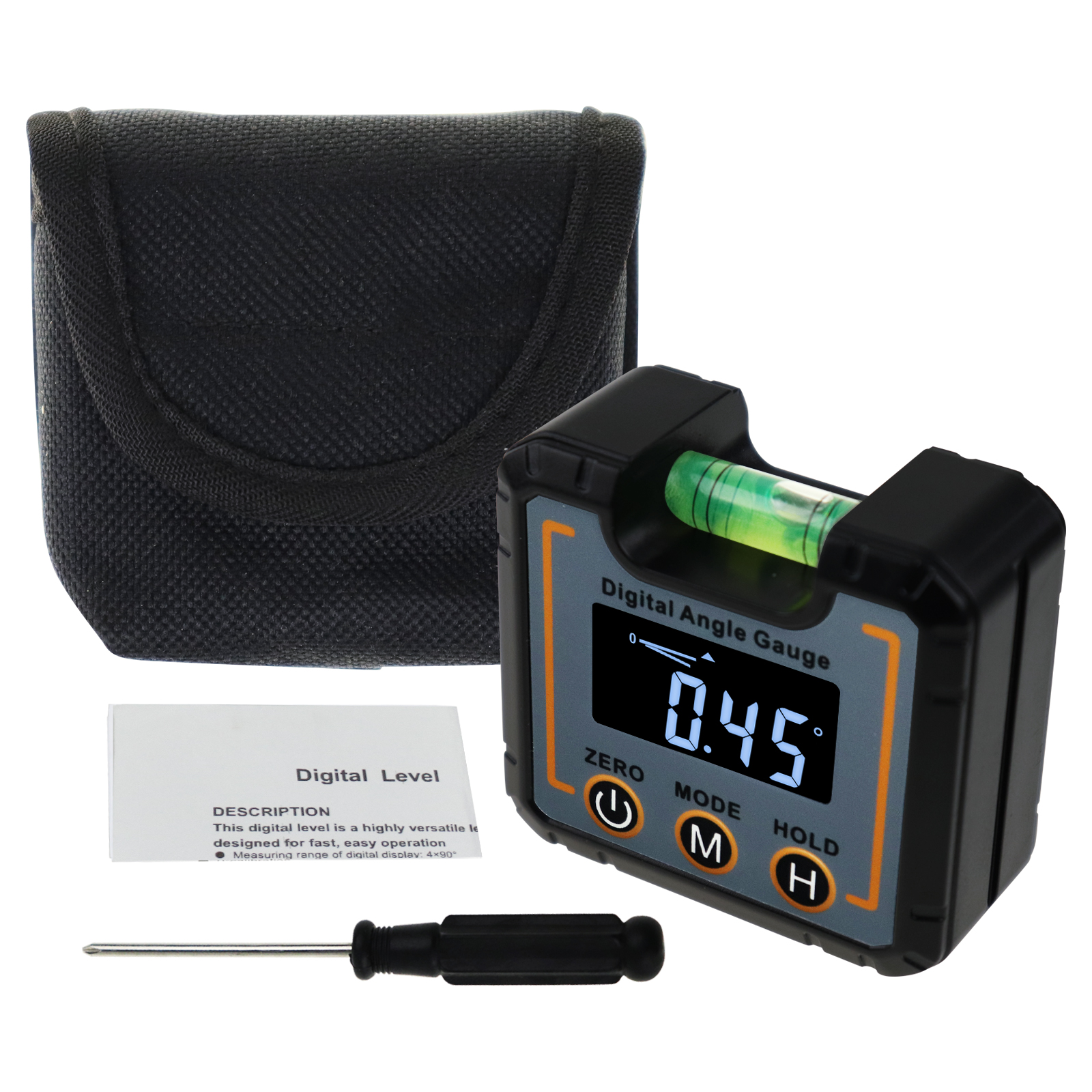 Angle Protractor Finder Digital Gauge Level Inclinometer with Bubble Level Magnetic Base for Woodworker, Craftsman, or Builder