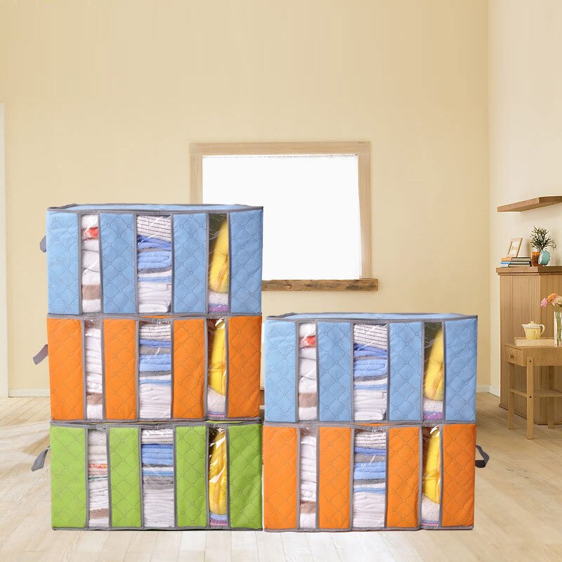 65L Foldable Blanket Storage Bag Clothes Closet Organizer with Clear Window BJStore