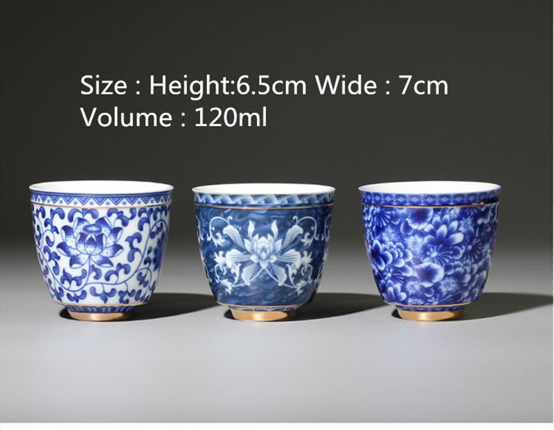 120ml Kleine Tee Schüssel Blau und Weiß Porzellan Tee Tasse 50ml Keramik Teetasse Kaffee Bahre Wein Becher