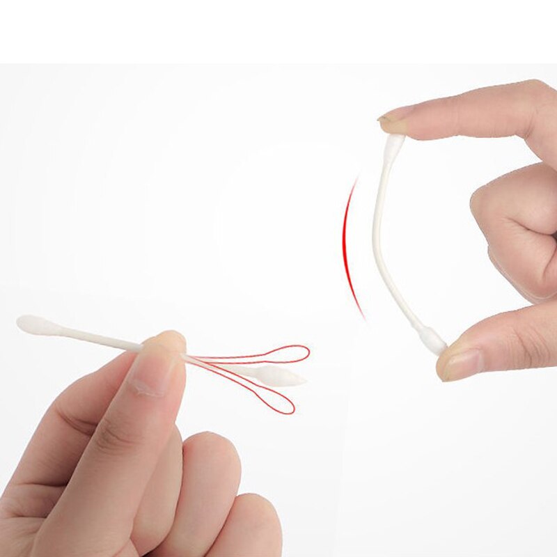 200 pièces Double tête coton-tige voyage avec boîte maquillage jetable