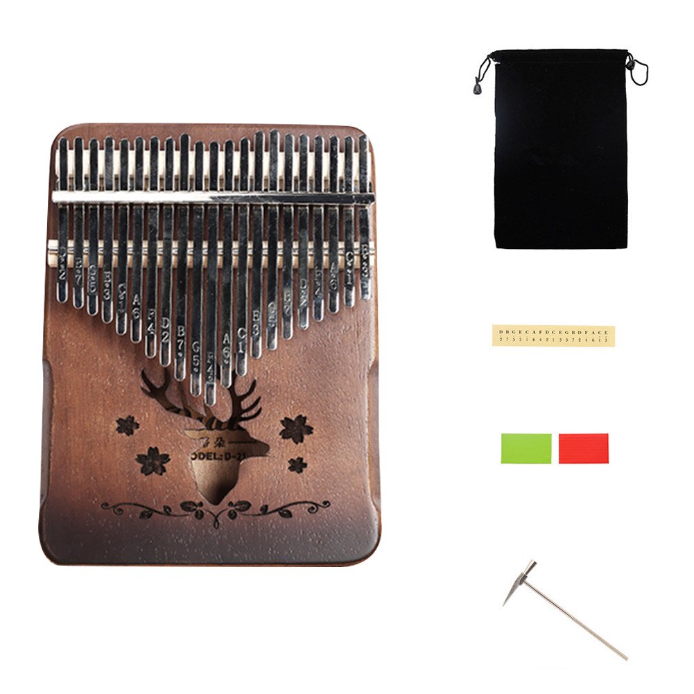 21 Keys Reindeer Kalimba Acacia Musical Instrument Thumb Piano Vintage Wood Thumb Piano Finger Percussion Musical Instrument