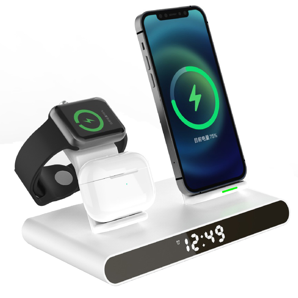 3 in-in -1 kabellose ladestation für iphone 13 und 12 pro max/samsung  s9 , apple watch 7 und airpods – schnellladestation mit induktionsladegerät