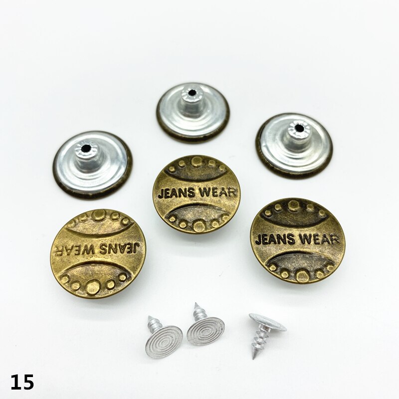 20 piezas 20mm bronce de botón de Metal para pantalones Shank botón para prendas de vestir pantalones ropa de costura Accseeories hecho a mano # Ro: 15
