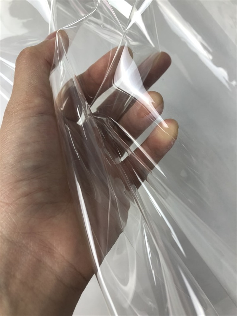 Tissu TPU Ultra-transparent en PVC 0.1mm, vêtements coupe-vent, vêtement fin étanche avec du cristal