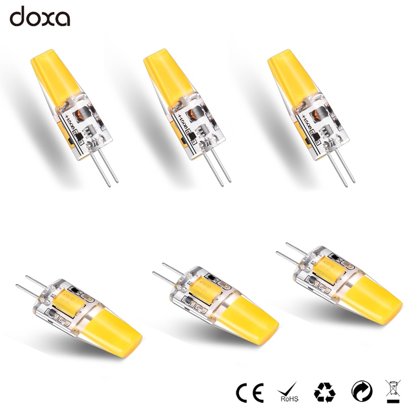6 stk  g4 led pære 12v ac  dc 3w højeffekt  g4 cob led pære energibesparende 360 strålevinkel 3000k 4000k 6000k udskift 30w halogenpære