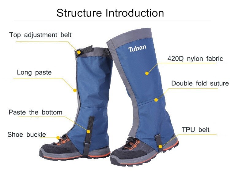 1 par ben gamacher vandtæt sne boot gamacher 420d anti-tåre nylon stof leggings dække udendørs fiskeri skiløb vandreture