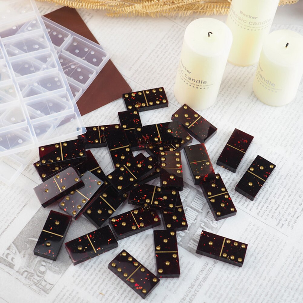 Moldes de silicona de dominó hechos a mano, cabujones para hacer tableros, manualidades, dijes, decoración, 2 uds.