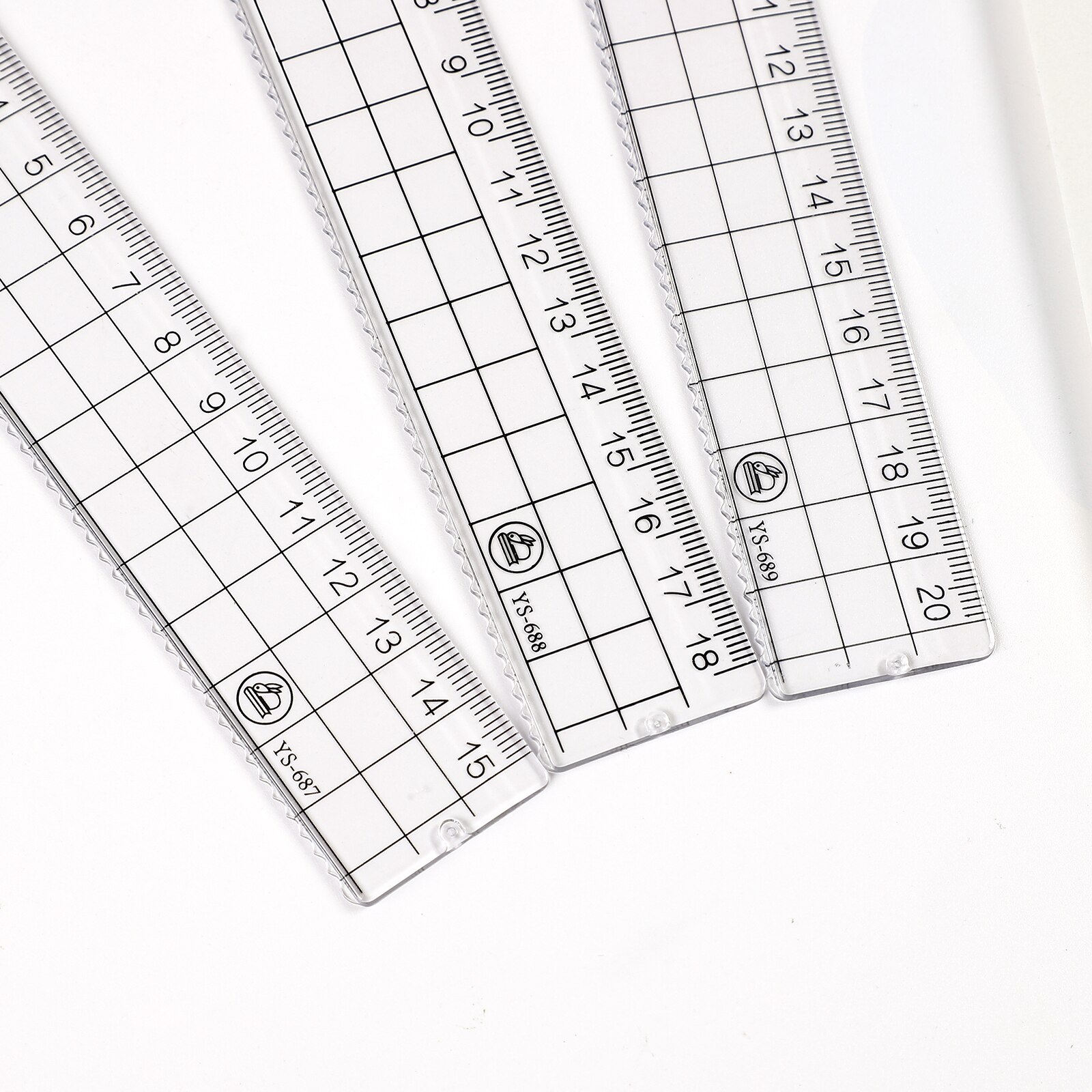 JIANWU 2pcs 15/18/20cm Acrylic Transparent Straight Ruler Metric Yardstick Cutting Ruler Measuring Tool School Drafting Supplies