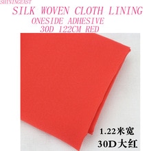 1-5m/ parti 1.22m 30d rød en-side klæbende vævet klud silke blød interlining til patchwork jern håndlavet diy tilbehør