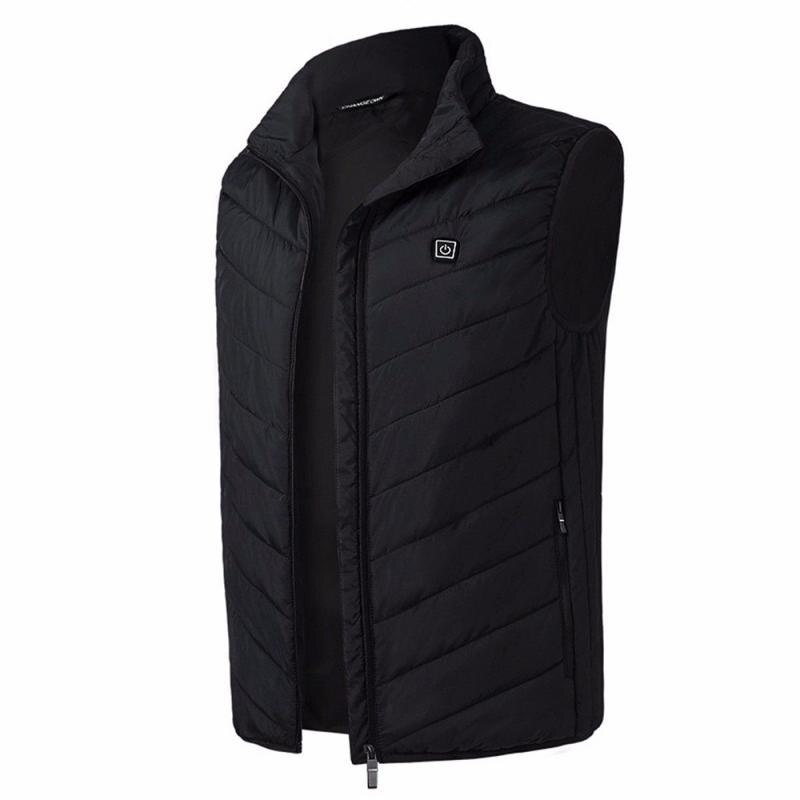 Chaleco térmico eléctrico Flexible para hombre y mujer, chaqueta cálida con calefacción infrarroja por USB, ideal para senderismo, pesca, aire libre, talla europea, M-4XL, Invierno: black / 4XL