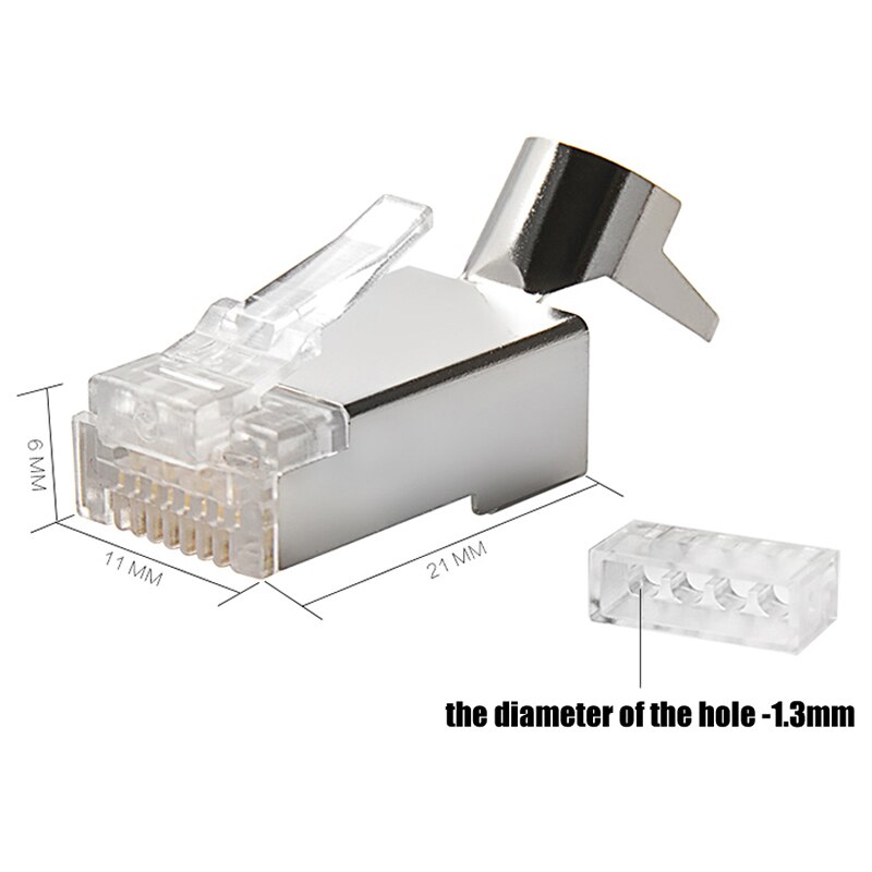 Rj45 Connector Rj 45 Ethernet Cable Plug Cat7 Cat6A 8P8C Stp Shielded Cat 7 Network Terminals 1.m 50Pcs