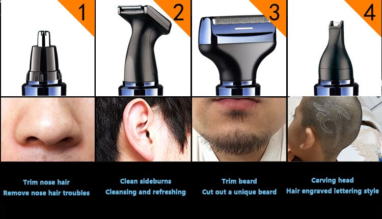 4 In 1 Mannen Neus Haar Trimmer Usb Oplaadbare Baard Haar Trimmer Wenkbrauw Trimmer Bakkebaarden Trimmer Scheerapparaat baard