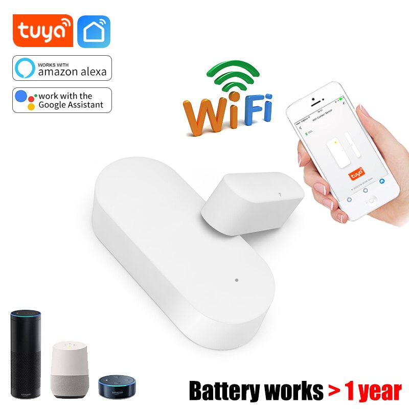 1/2/3/4Pcs Smart WiFi Door Sensor Tuya Window Detectors Home Security Alert APP Smart Life,Voice Control for Alexa Google Home