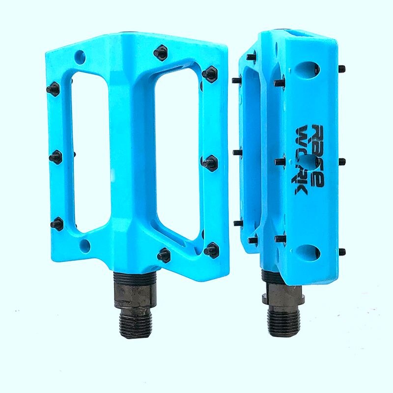 Racercourse kortfattet sammensat flad mtb mountainbike pedaler nylon fiber store fodcykel bærende pedales bicicleta mtb: Lyseblå