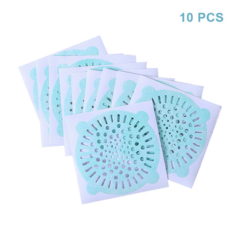 Filtro de agua desechable para desagüe de suelo no tejido, 10 Uds., filtro para el pelo, filtro para el pelo, JAN88: Azul