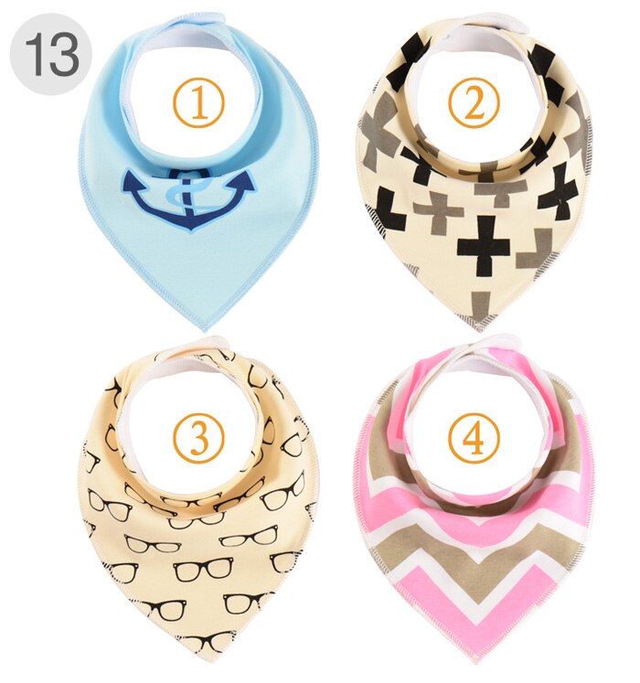 4 stycken haklappar för pojkar och flickor rapsdukar bandana haklappar babybandana vattentäta dribbla haklappshanddukar för spädbarn: Mönster 13