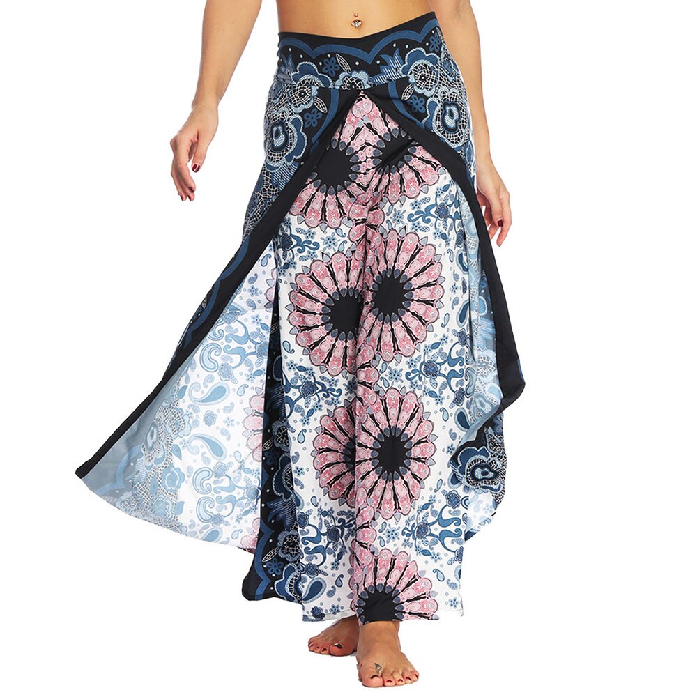 Vrouwen Casual Harembroek Hippie Boho Patchwork Comfortabele Baggy Print Yoga Broek