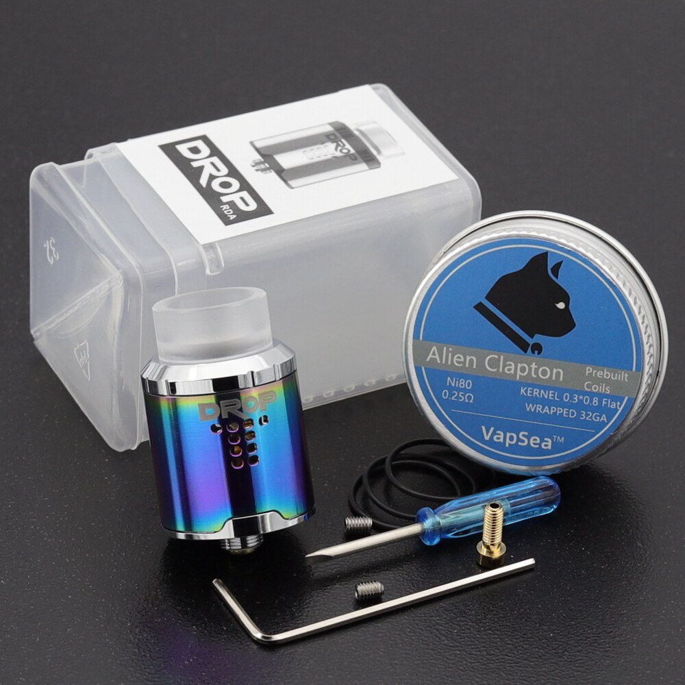 Vape RDA Tank Rebuildable Dripping Atomizer 24mm with 4 Large Post Holes For Easy Coil Replacement BF pin RDA: Rainbow-10Coils