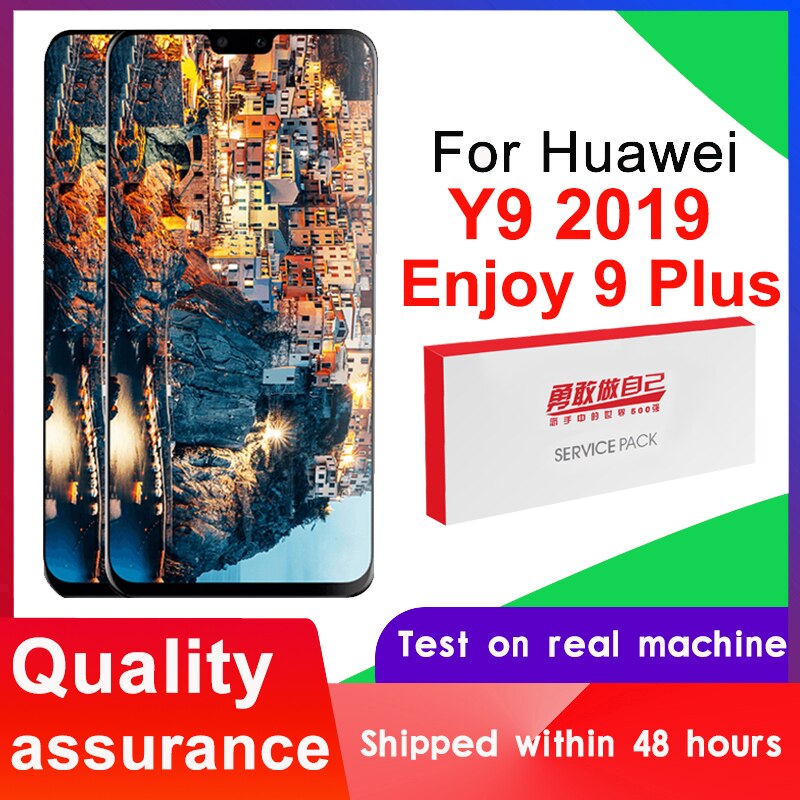 100% getestet 6.5 ''10-berühren LCD Anzeige mit Rahmen für Huawei Y9 LCD berühren Bildschirm Digitizer Montage JKM-LX1 JKM-LX2 JKM-LX3