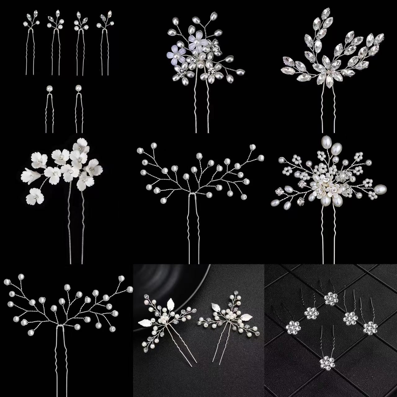 Épingles à cheveux en perles et strass pour femmes, couleur argent, bijoux de tête, bâton en cristal, accessoires pour cheveux de mariée, pince à cheveux de mariage
