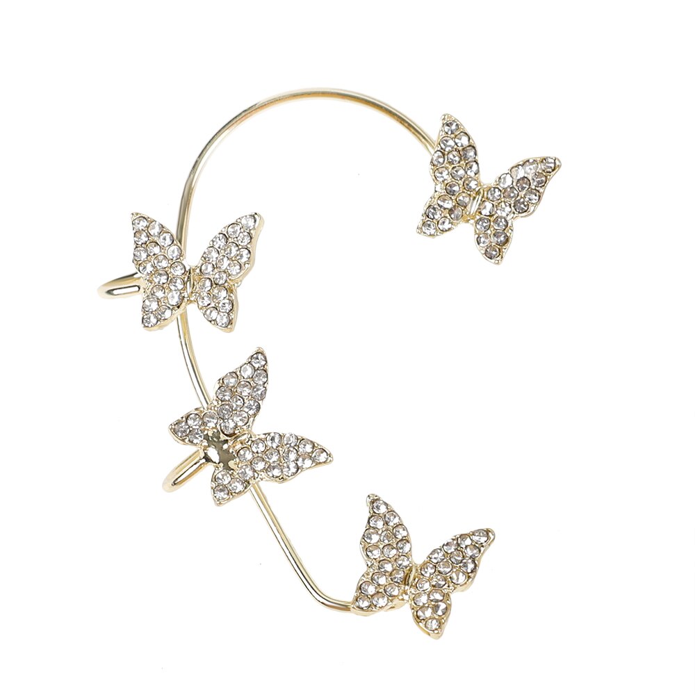 Orecchini pendenti con strass pieno di nappa lunga di moda per le donne orecchini pendenti in cristallo lucido con goccia d&#39;acqua orecchini a Clip per orecchini: Gold right