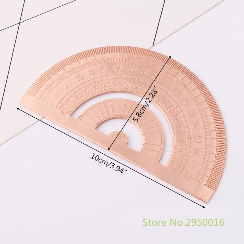 Retro Copper Protractor Ruler Semicircle Drawing Measurement Math Geometry Tool For Students Stationery School Supplies C26
