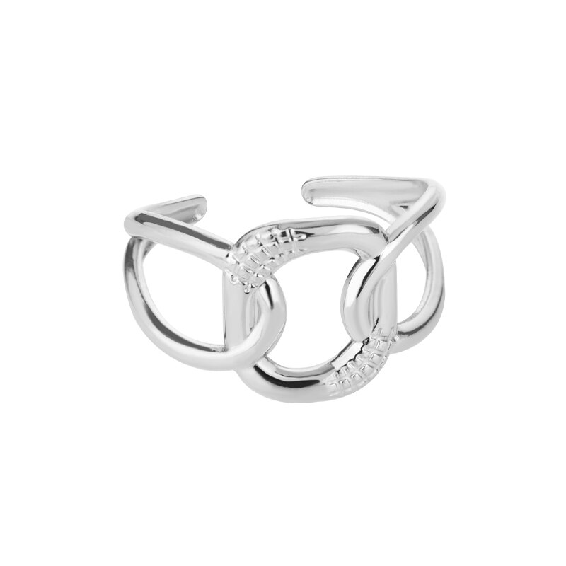 Koreanische kreuzkettenringe für damen, edelstahl, Gold- und silberfarben, verstellbar, partyschmuck, anillos: Versilbert