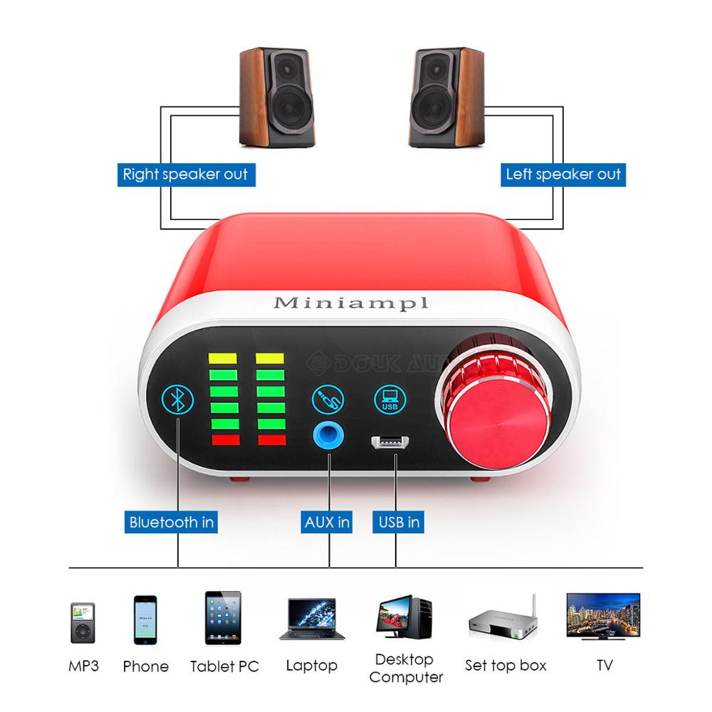 Nobsound HiFi Mini Bluetooth 5.0 HiFi Amplificatore di Potenza Digitale di Classe D Amp USB Scheda Audio AUX 50W * 2 per il Mobile Pad MP3