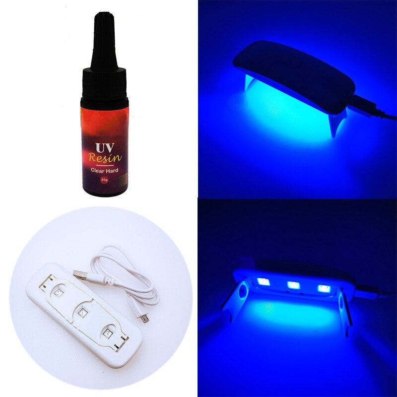 Kit de résine UV et lampe UV pour la fabrication de bijoux artisanaux, résine époxy transparente, durcissement rapide, J2Y