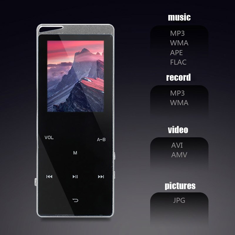 Nuovo MP4 player con bluetooth mp3 mp4 di musica lossless lettore portatile mp4 media sottile tasti a sfioramento da 2.4 pollici radio fm video Hifi 16 GB