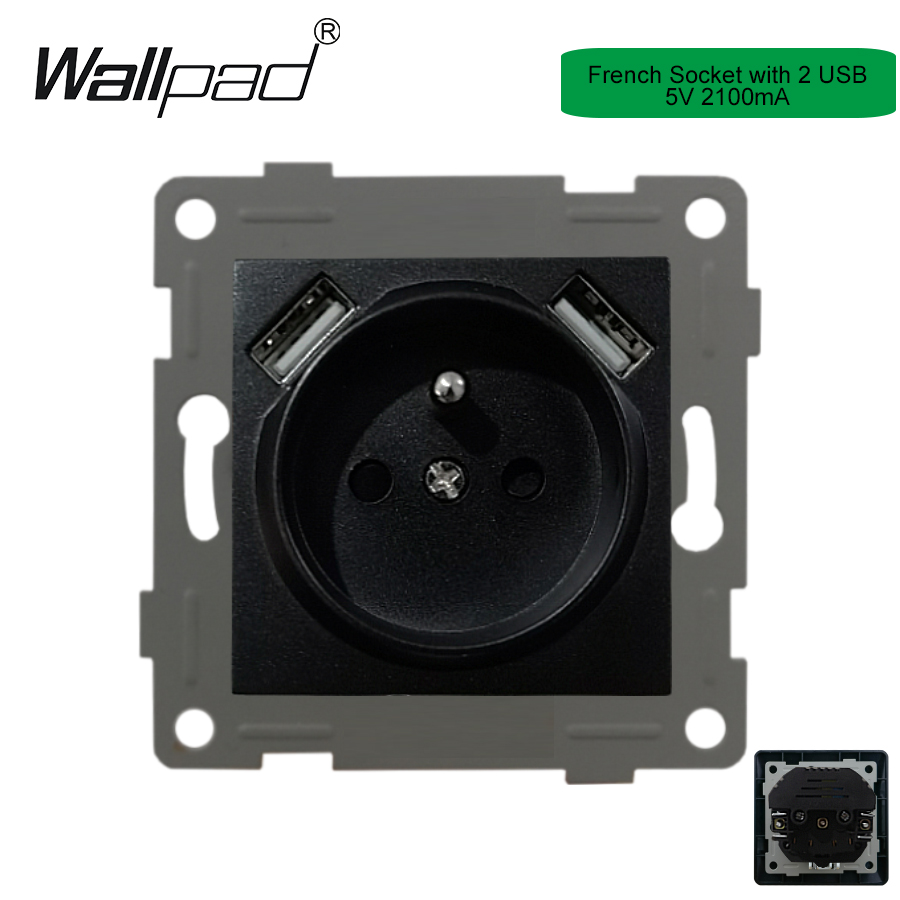 1 2 3 Gang Kortstondige Reset Schakelaar Met Led Diy Grey Silver Metal Brushed Frame 16A Eu Frans Sockets Usb tv Data Cat6 Outlet: Marineblauw