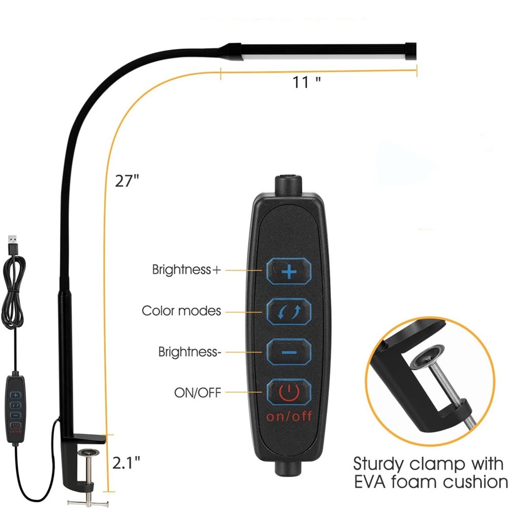 Lampada da tavolo con Clip a LED a doppia testa lampada da tavolo per architetto per l'illuminazione dell'ufficio domestico 3 modalità colore e 10 lampade da scrivania con protezione per gli occhi dimmerabili