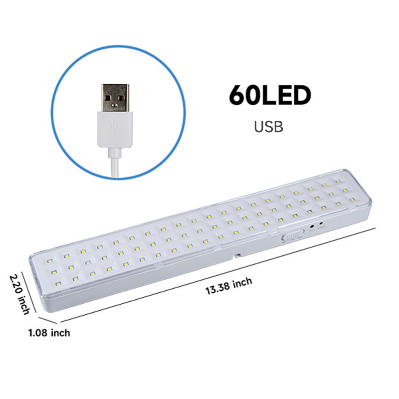 Luz de evacuación de emergencia Lámpara de incendio portátil de 60 LED Lámparas de emergencia montadas en la pared Iluminación recargable para uso en fallos de energía: Rojo