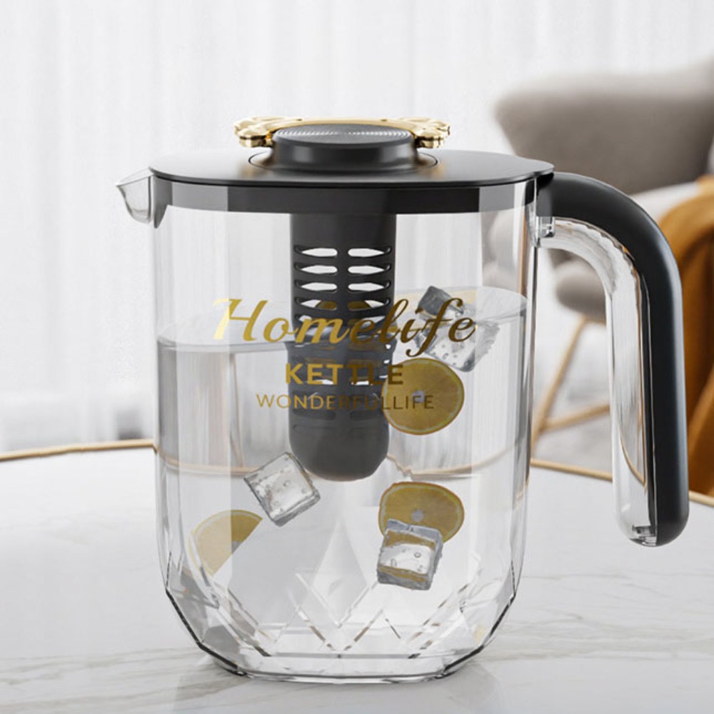 Drinkware Heat Resistant Cold Kettle Transparent with Filter and Cup Water Jug Plastic Large-capacity Water Bottle Jucie: black
