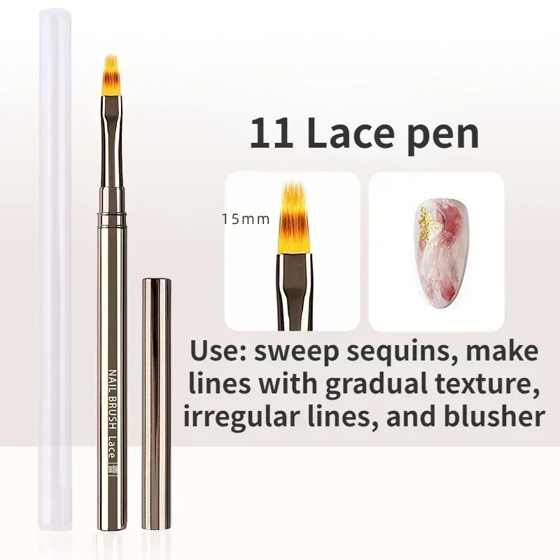 Pluma de fototerapia con pegamento para uñas, pincel de Gel UV, pincel acrílico para pintura artística de uñas, pincel de dibujo, herramienta de pinceles profesionales para manicura: Marfíl