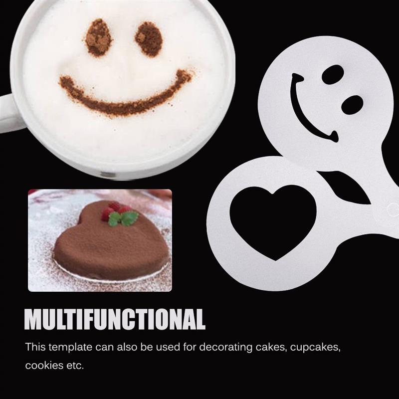 32pcs PP Fancy Coffee Printing Model Cafe Foam Spray Template Barista Stencils Decoration Tools