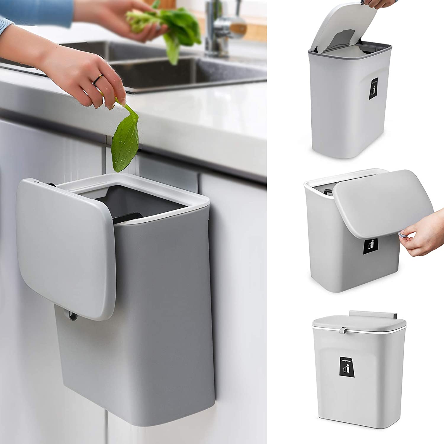 Colgador para puerta de armario de cocina, cubo de basura, contenedor, contenedores de basura, soportes colgantes para baño y cocina, herramientas de limpieza