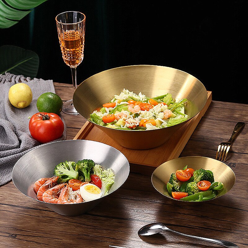 Korean style stainless steel ramen bowl 304 stainless steel single layer cold noodle bowl super large bowl popular