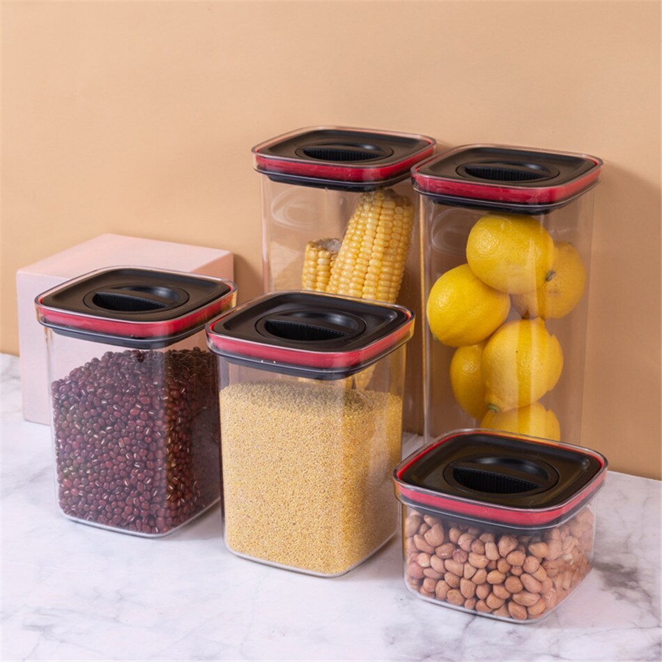 Square Transparent Sealed Fresh-Keeping Box Kitchen Cereals Storage Tank Snacks Dried Fruit Rotatable Storage Tank