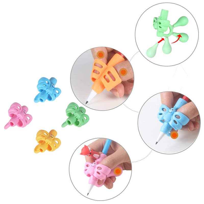 1PC Butterfly Style Three Finger Writing Corrector Pencil Grip Children Kids Learning Holding Device Correcting Pen Holder Postu