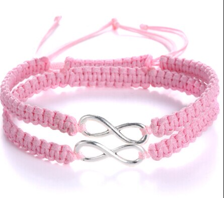 Mode Koppels Armband Liefhebbers Armband Voor Vriendin Vriendje Vrouwen Mannen Sieraden Handgemaakte Gevlochten Weven Touw Sieraden: Pink