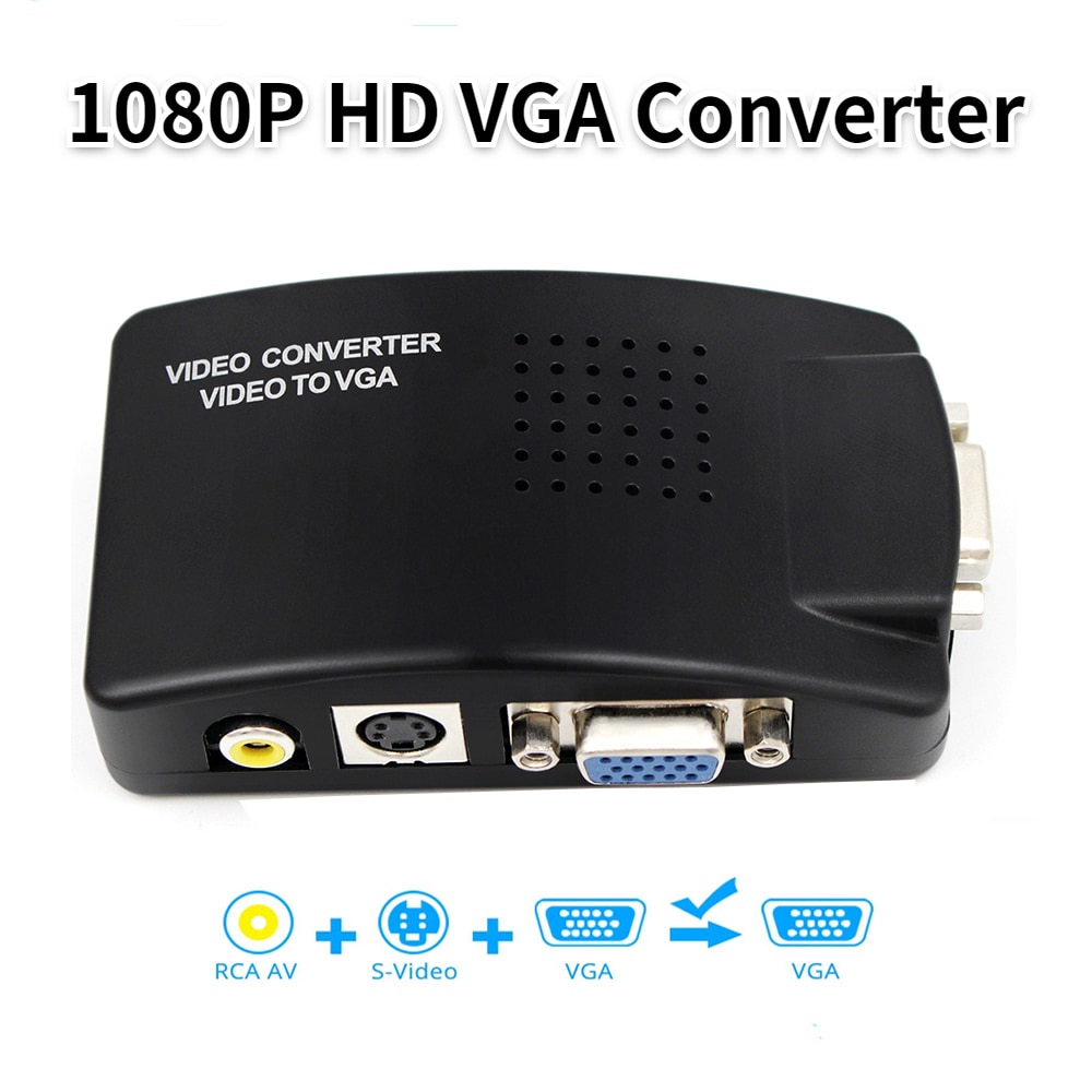 Av Vga Converter 3RCA S-Video Vga Naar Vga Adapter 1080PHD Video Converter Voor Pc Naar Tv