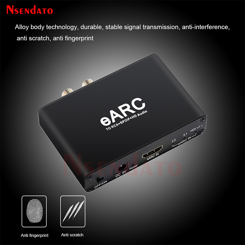Earc arc audio hdmi-extraktor 192 khz-omvandlare hdmi earc arc till rca-ljudextraktoradapter för dts dolby atoms  ac3 lpcm fiber