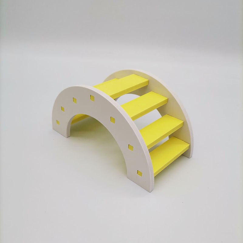 1PCS Hamster Toys Wooden Rainbow Bridge Toys Small Animal Activity Climb Toy DIY Hamster Cage Accessories Pet Supplie: Yellow