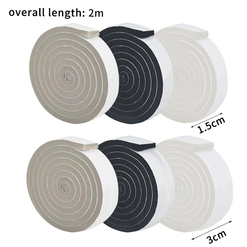 2M/Roll Deur Raam Afdichtstrips Weerstrippen Zelfklevende Geluiddichte Deur Raam Foam Tape Kloof Geluiddichte Afdichting strip